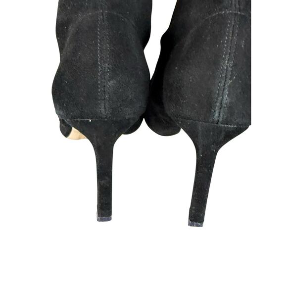Stuart Weitzman Black Suede Sock Ankle Boots Pointed Toe Size 10M Heels - Picture 12 of 13